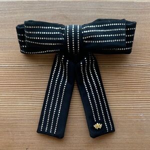 Lele Sadoughi Black Bow with Silver and Gold Details